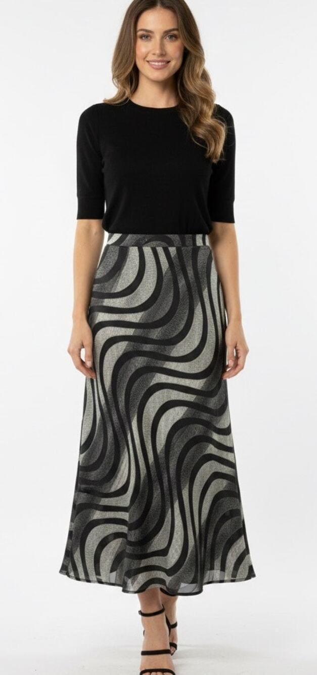 Vintage Y2K Bentley Arbuckle Geometric Print Burnout Style Flared Trumpet Skirt